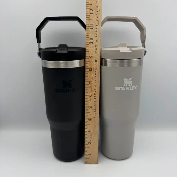 Stanley IceFlow Flip Straw Tumbler 30oz Set of 2 Black and Stone Grey 20-03803 - Picture 2 of 8